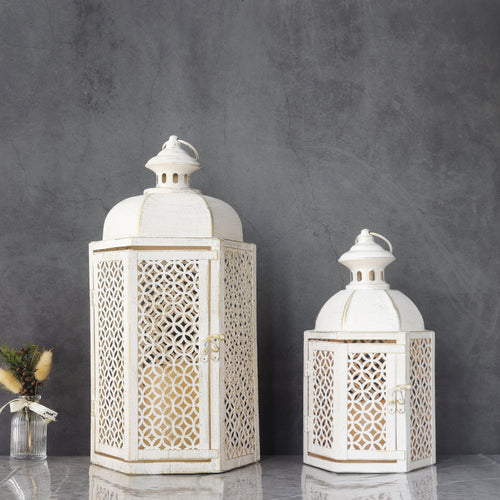 15"&11''H Outdoor Candle Lanterns Rustic Decorative Lanterns-0